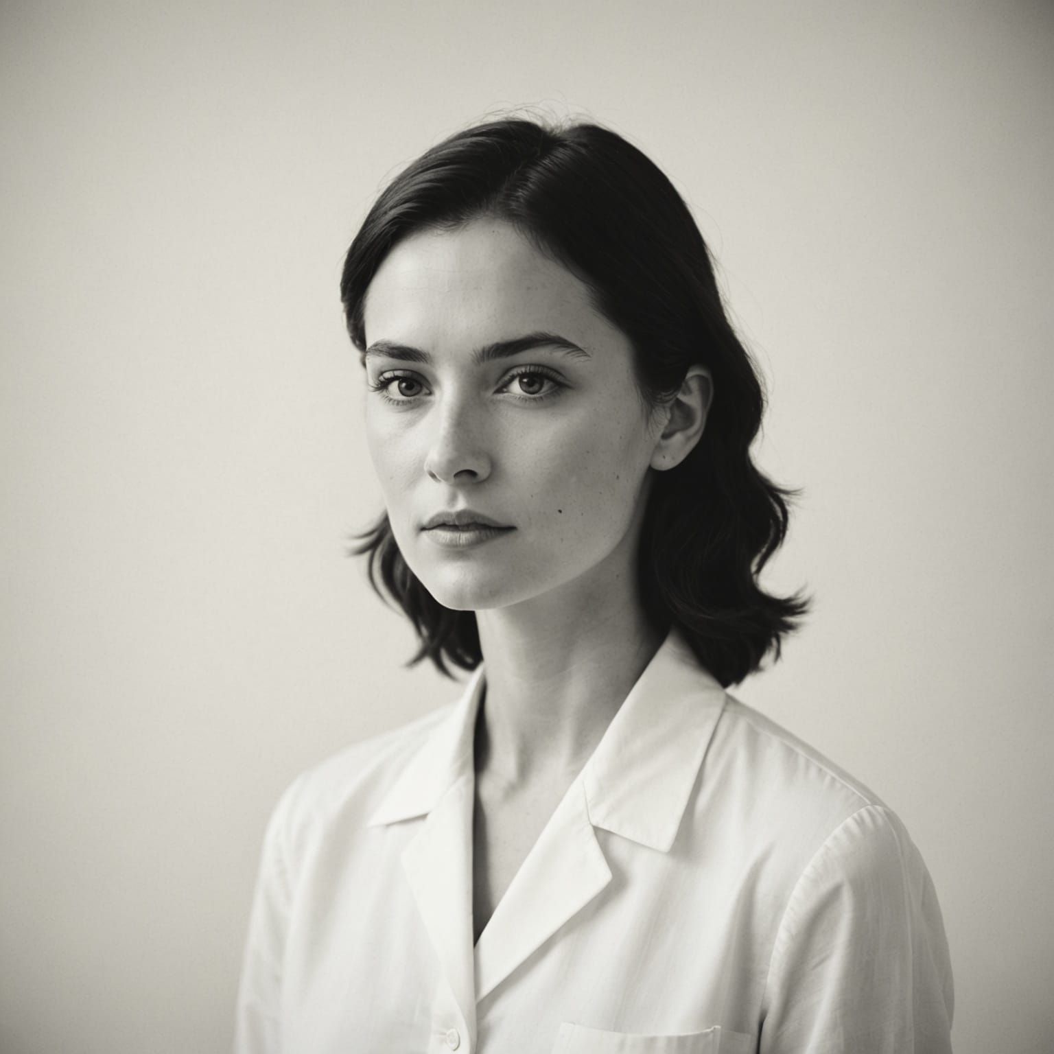 Simple White Portrait in Vintage Film Style