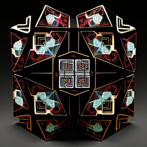 Surreal Fractals Unfold in Neon-Lit Chinese Boxes