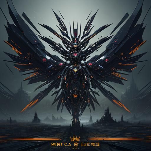 Menacing Metallic Mecha Chick: Dark Fantasy Art