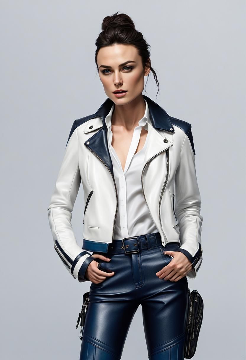 Ultrarealistic Portrait of Woman in Biker Outfit