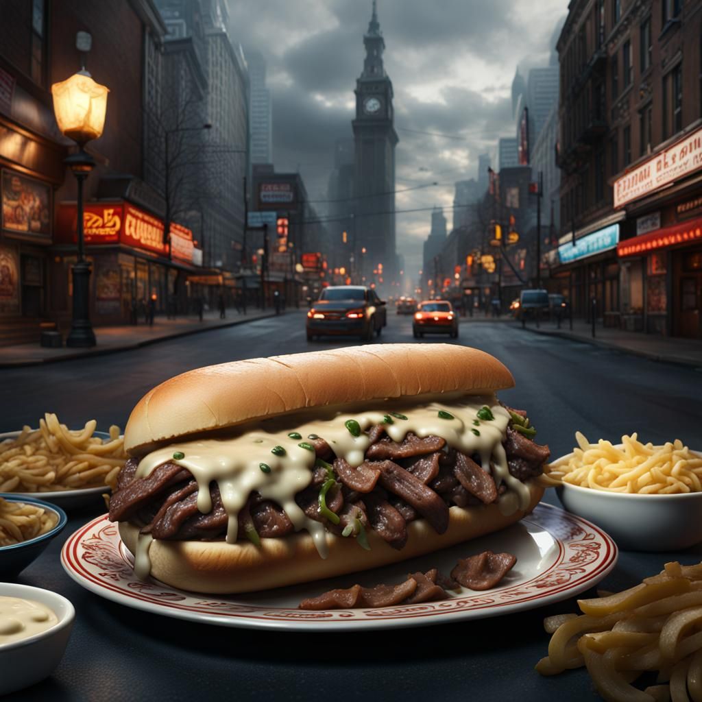 Dramatic Philly Cheesesteak Digital Matte Painting