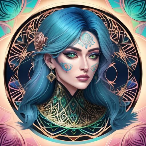 Woman with Rose Gold Skin in Abstract Vector Art