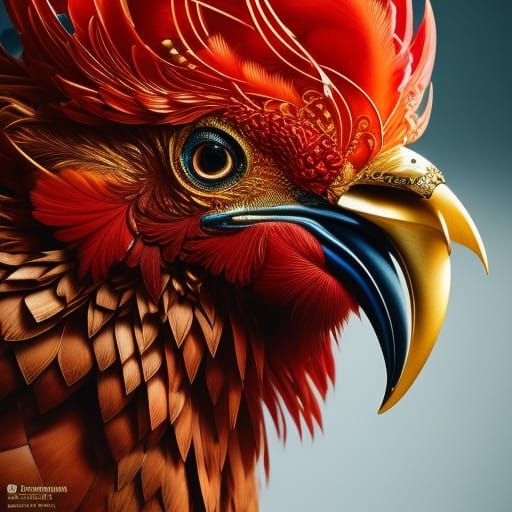 Baroque Aristocrat Rooster Portrait in Hyperdetailed 8K