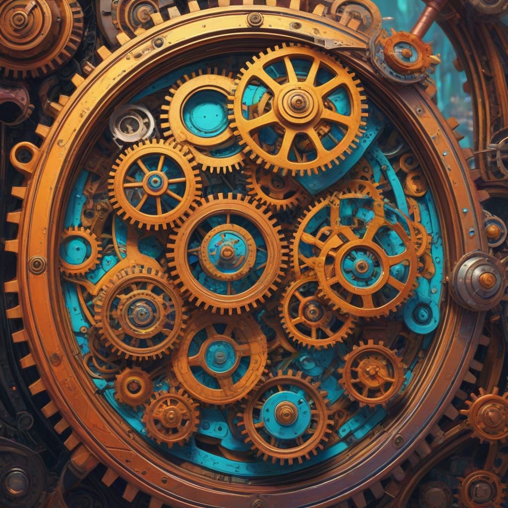 Steampunk Matrix Concept Art in Vibrant Candyland Style