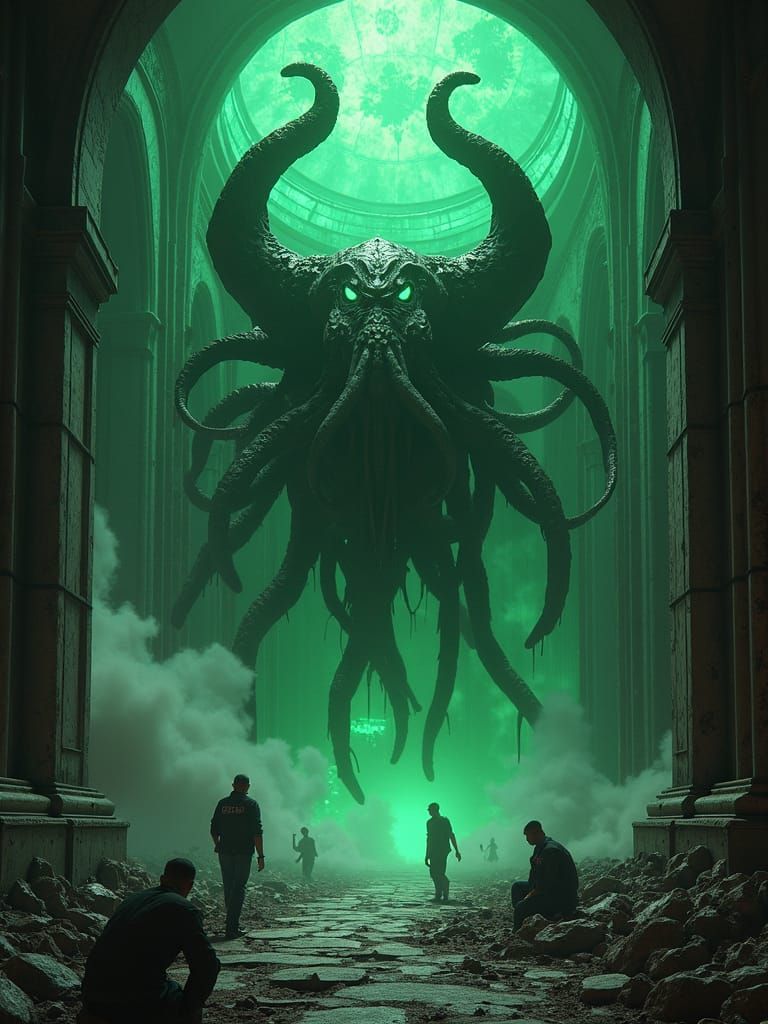 Cthulhu's Apocalypse in Dark, Sinister Stained Glass