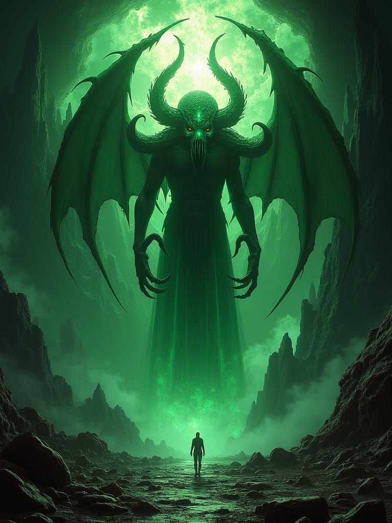 Surreal Post-Apocalyptic Nightmare in Stained Glass Style