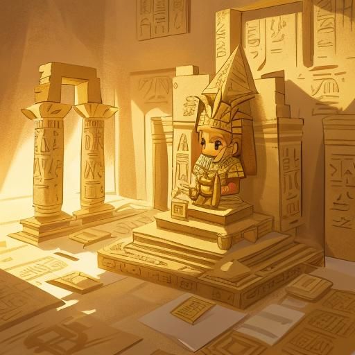 Ancient Egyptian Pharaoh Papercraft Sculpture in Sunny Templ...