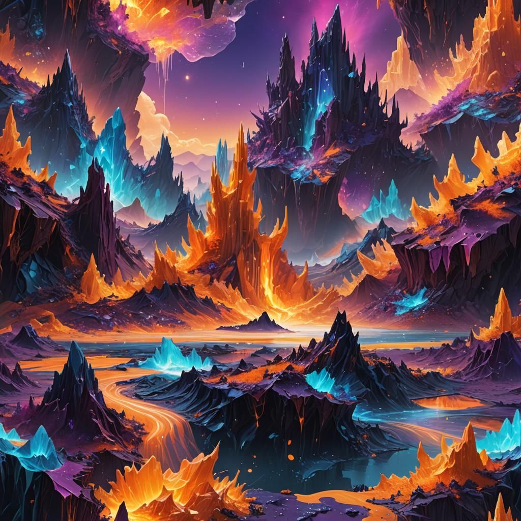Crystalline Soundscapes in Vibrant Digital Art