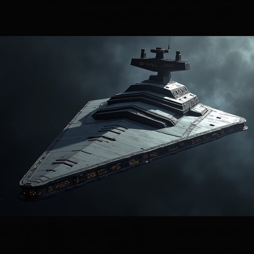 Galactic Warship in a Dark Galactic Scene