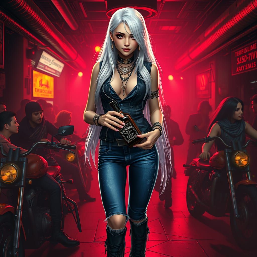 Gothic Thai Goddess in Leather and Luminous Heels