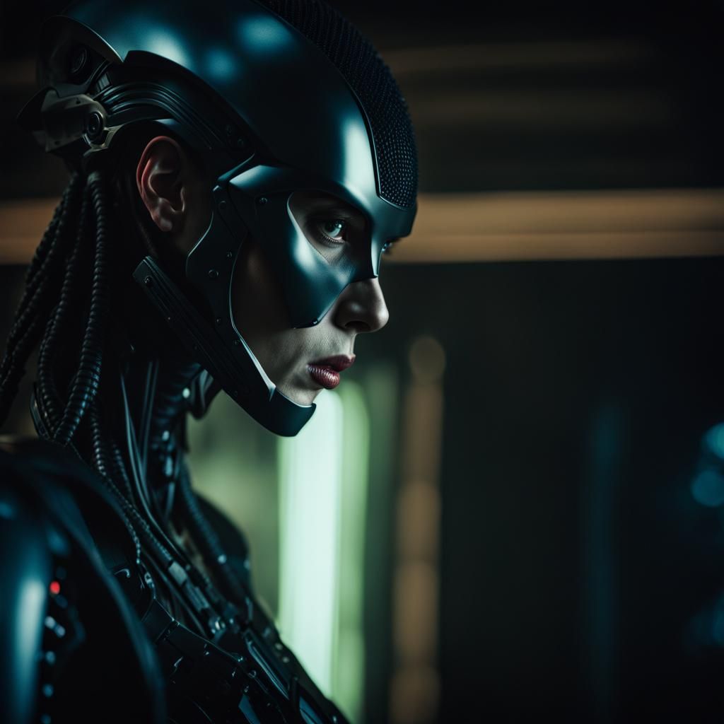 Frightening AI Humanoid in a Dark Cinematic Style