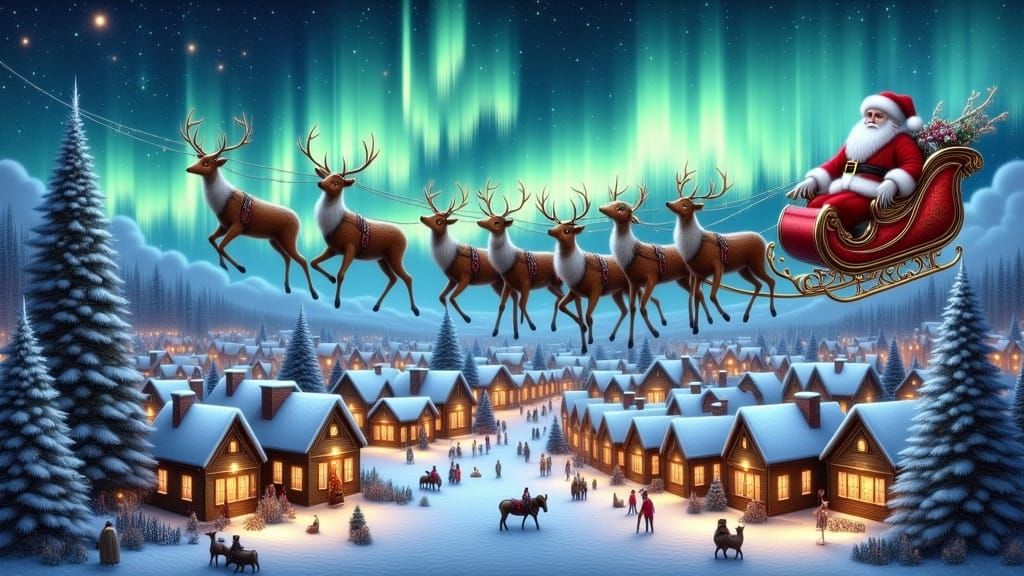 Winter Wonderland at the North Pole in Vibrant Auroral Color...