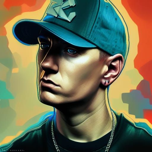 Eminem Portrait in Hyperdetailed Style