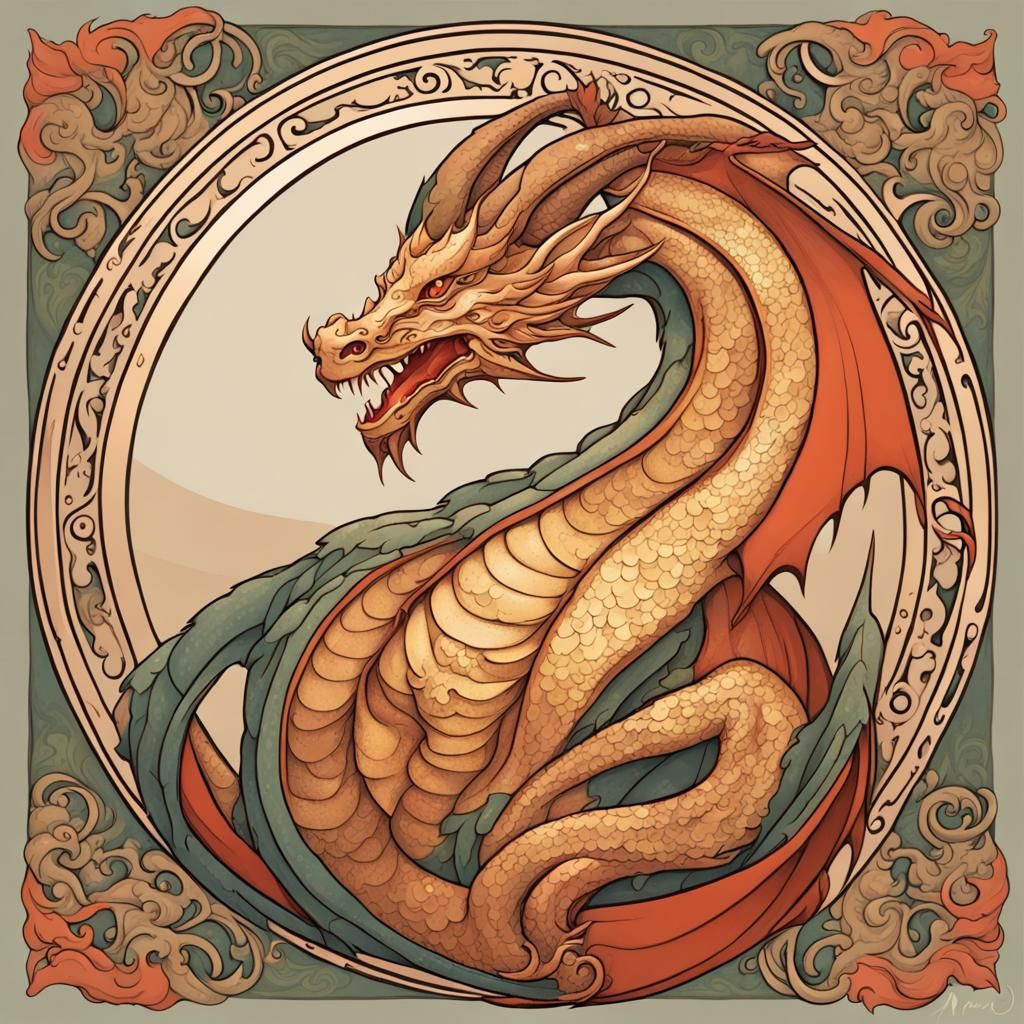 Dragon in Art Nouveau Style