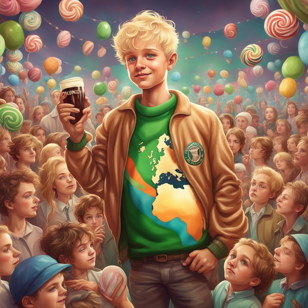 Boy Holds Earth in Candy Art Style