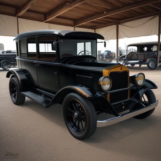 Modernized Conestoga Wagon at Car Show, Hyperrealistic