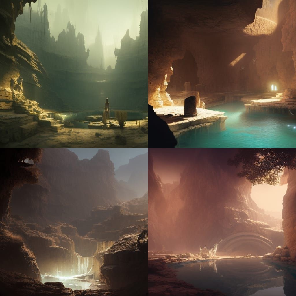 Underground Oasis: Dark Fantasy Concept Art