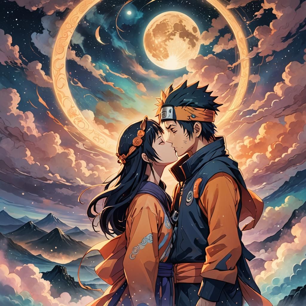 Naruto and Hinata Kiss Under Aurora Borealis