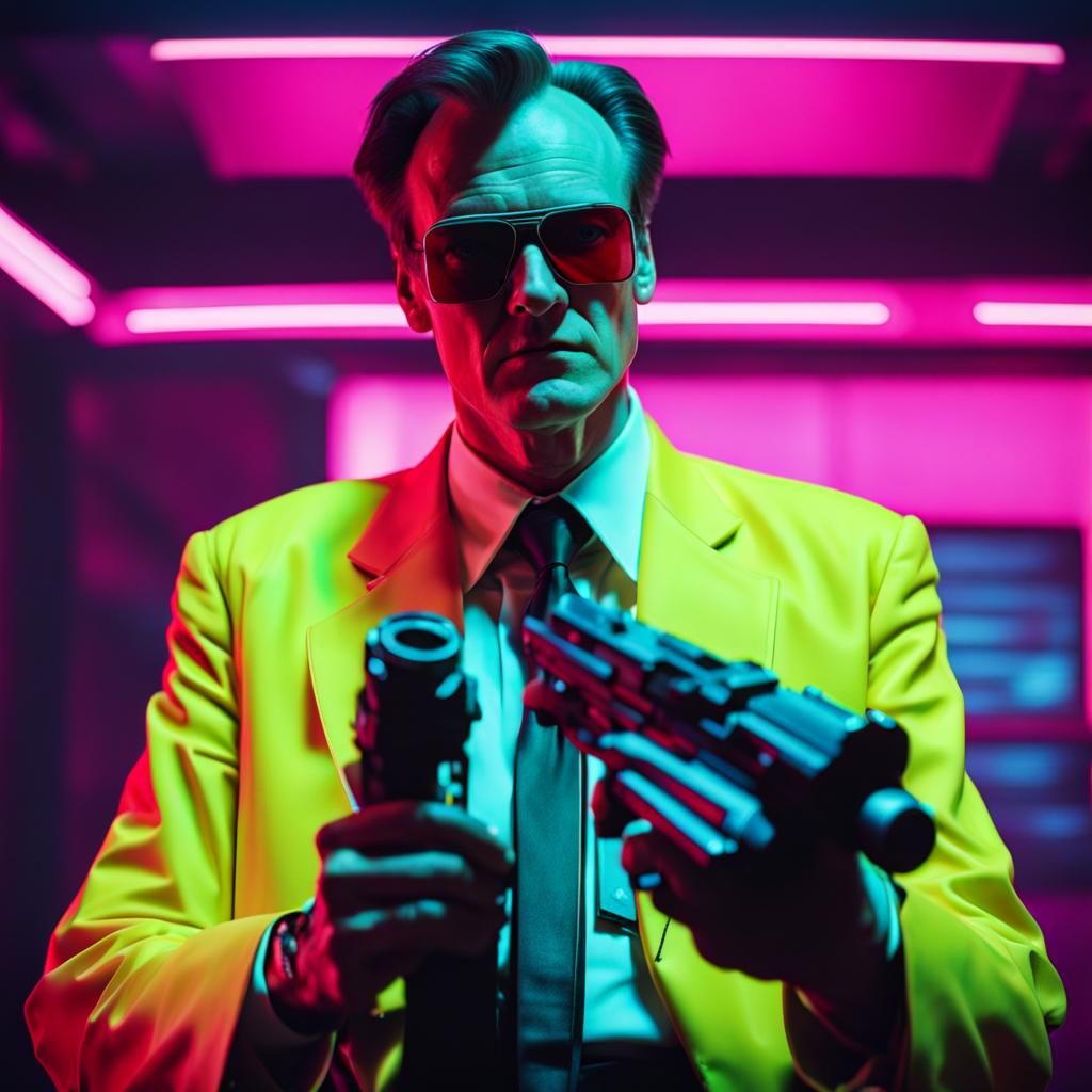 Cyberpunk Dystopian Movie Scene with Neon Lights