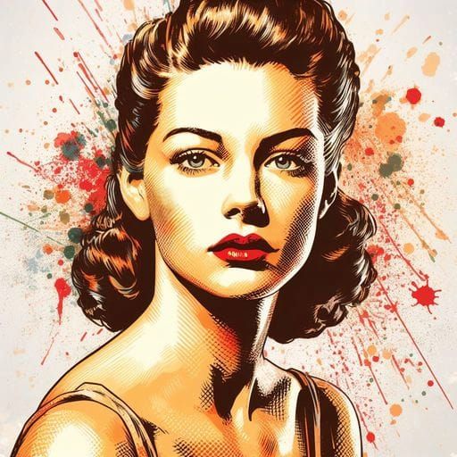 Elegant 1930s Italian Woman in Splash Art Style