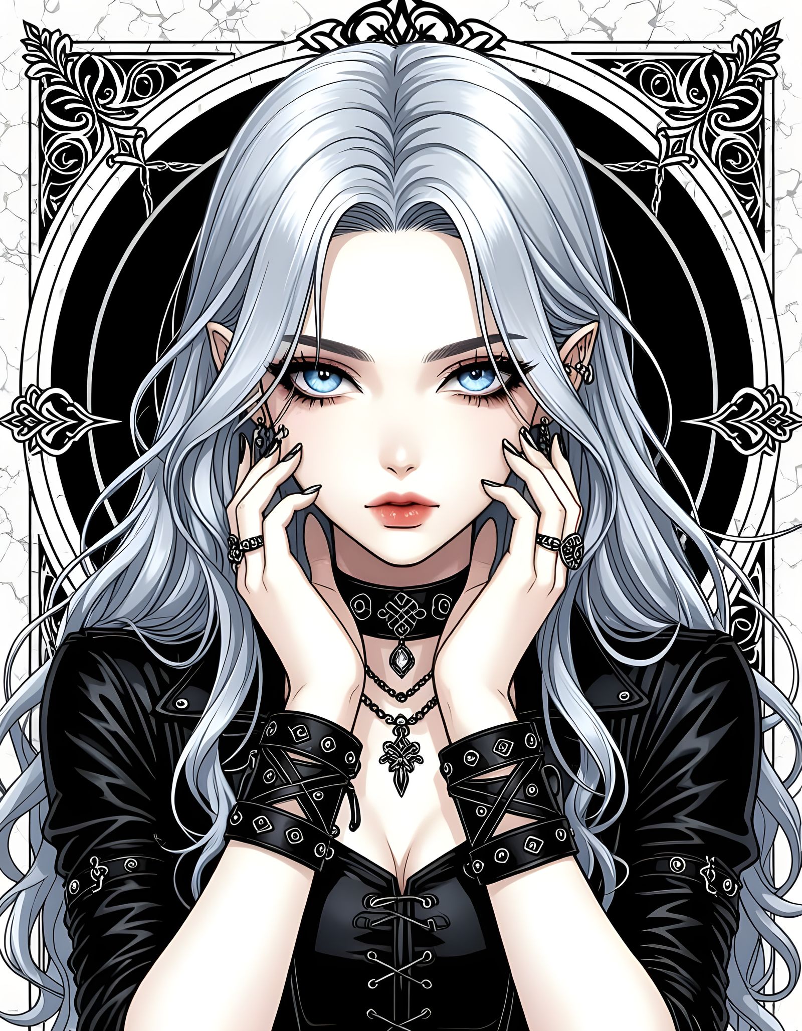 Gothic Norse Vampire Girl in 90s Anime Style