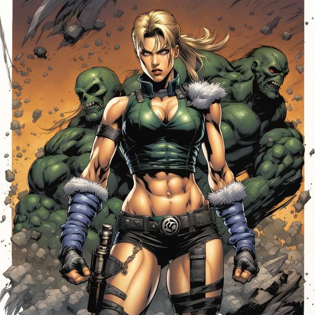 Sonya Blade Mortal Kombat in Jim Lee Comic Style