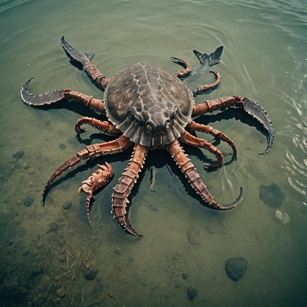 Whale Hybrid Creature with Crab and Octopus Features