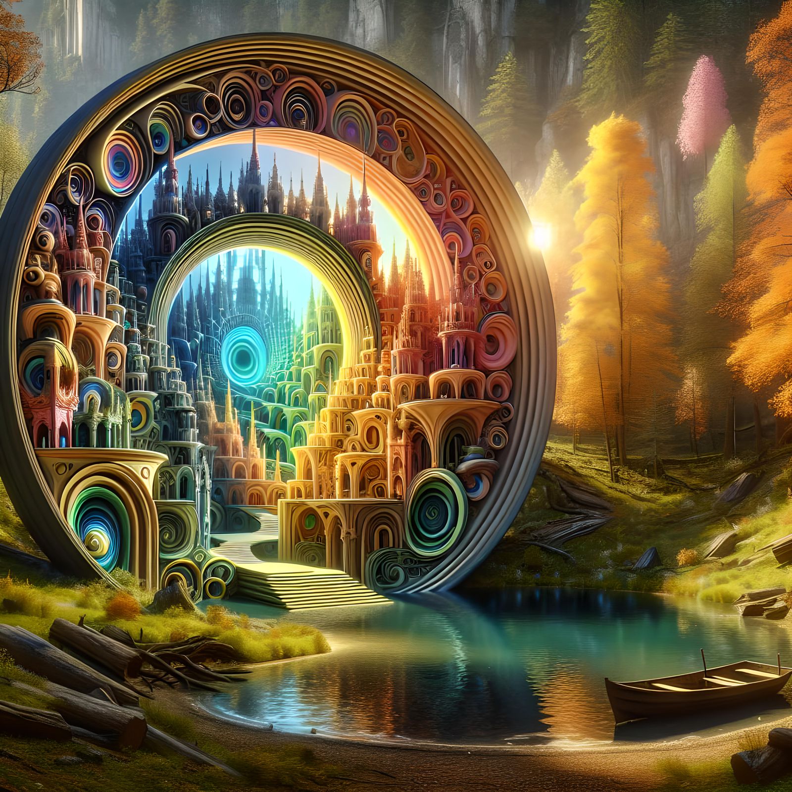Surreal Dream Portal Reveals Escher-Inspired Landscape
