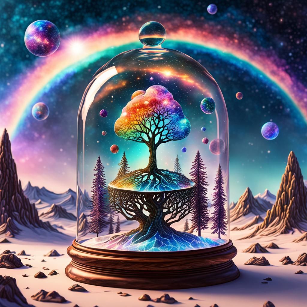 Crystal Cloche with Earth Tree Seed: Holographic Illustratio...