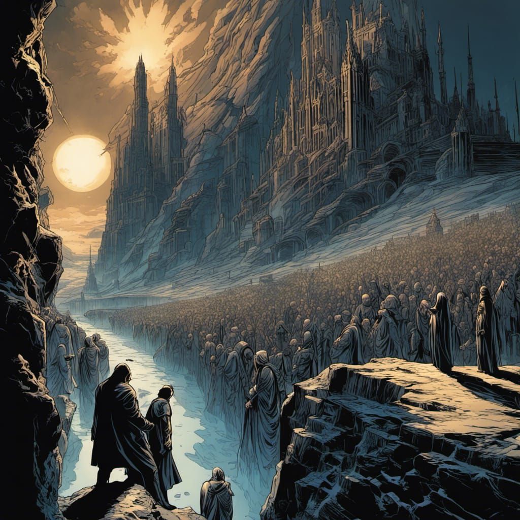 Souls Ascending to Heaven in Blue Comic Art