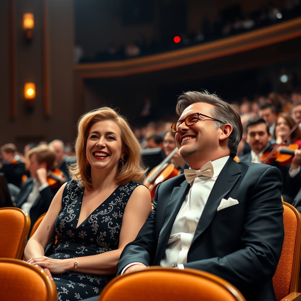 Stylish Couple Enjoys Philharmonic Orchestra Concert with Jo...