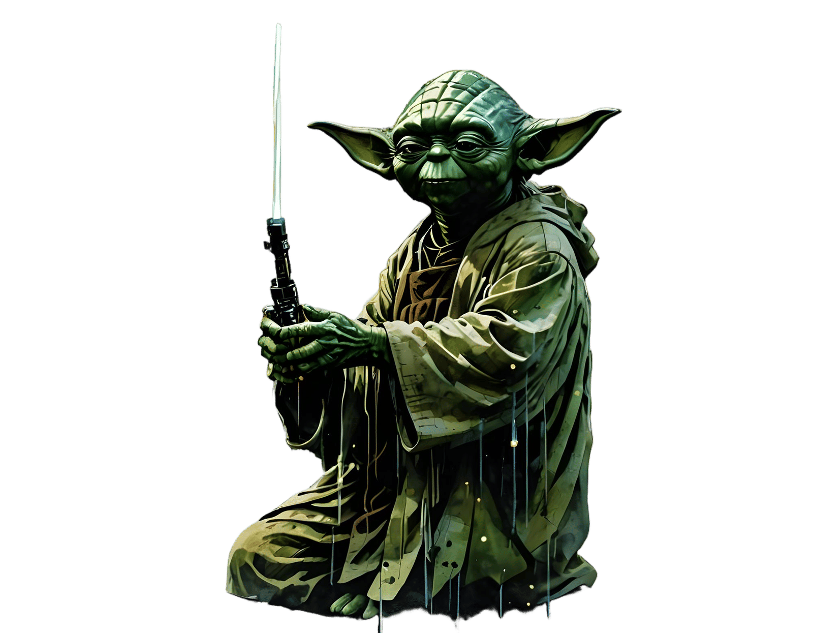 Starry Night Yoda in Cyberpunk Fantasy Style