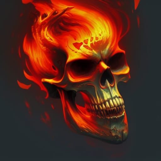 Hyperdetailed Flaming Skull Digital Art