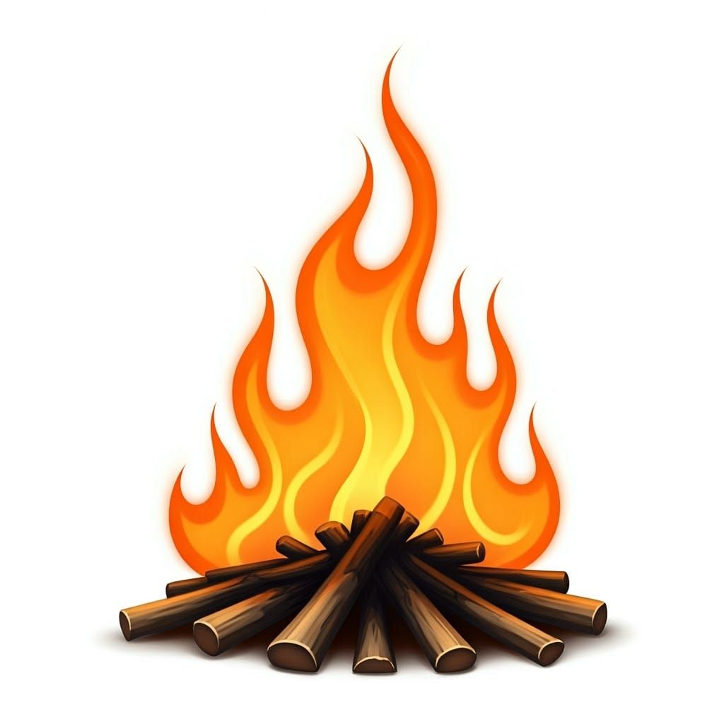 Whimsical Realistic Drawing of a Small Fire