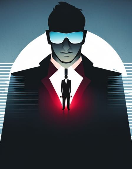 Cyber Judge Silhouette in Minimalist Cyberpunk Style