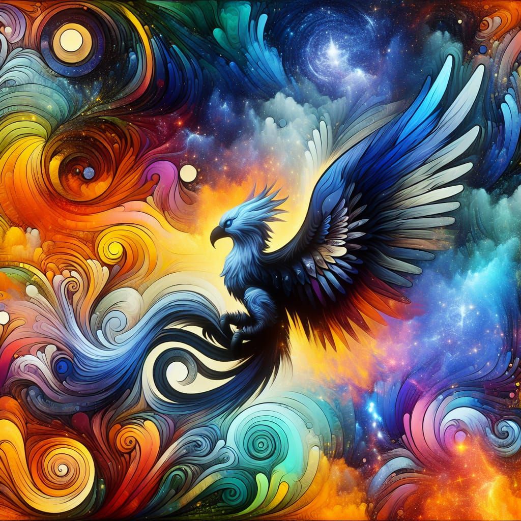 Cyberpunk Ragdoll Phoenix with Steampunk and Neon Accents