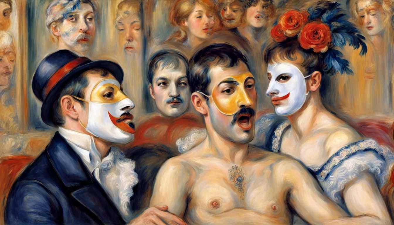 Surreal Double-Faced Singer Serenades Masked Couple