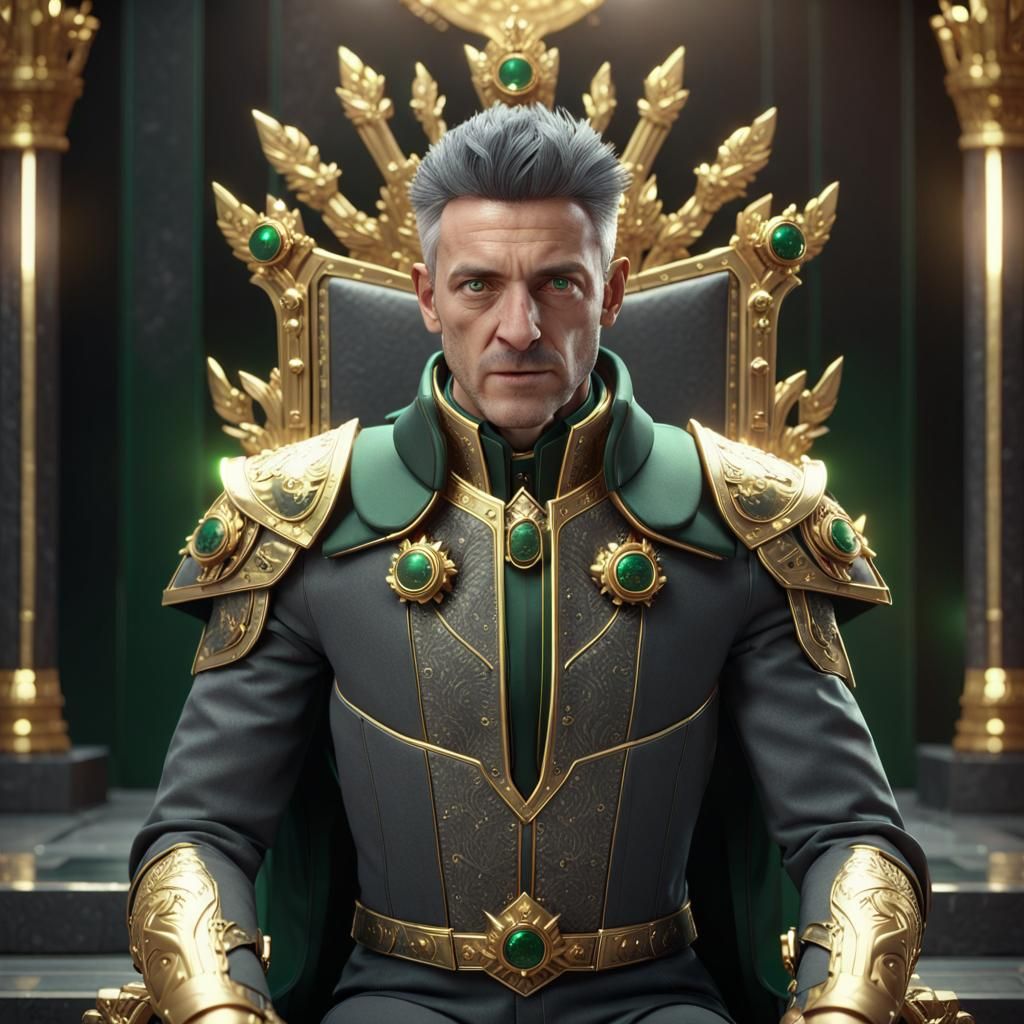 Arrogant Man on Gold Throne: 3D Game Cinematic