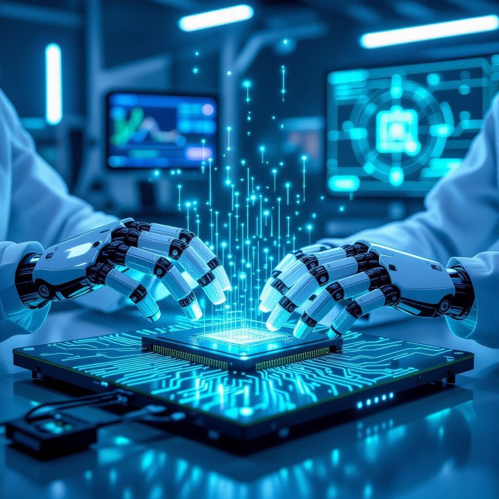 Robotic Hands Assemble Circuit Board in AI Lab