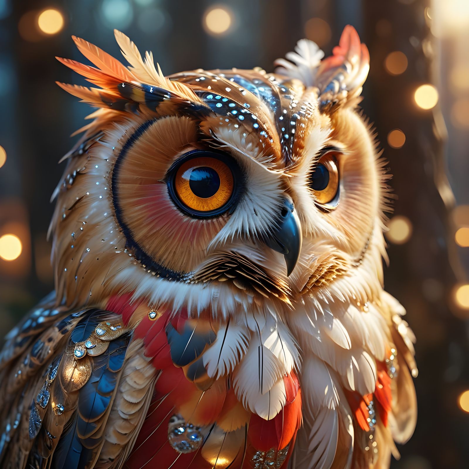 Enchanting Red, White, and Blue Owl