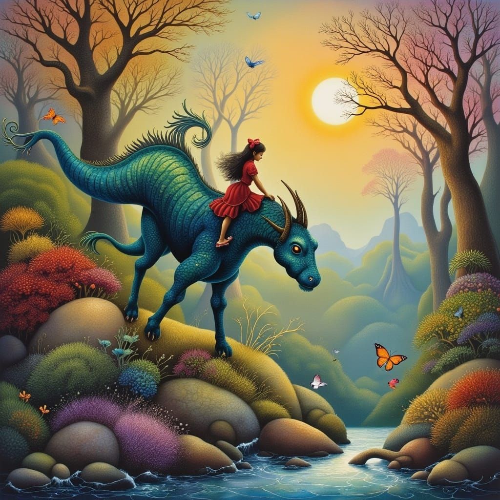 Riding a Hydra in 3D Luminist Style