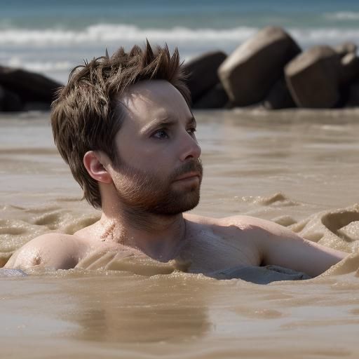 Charlie Day Sinking in Quicksand: Professional Photography