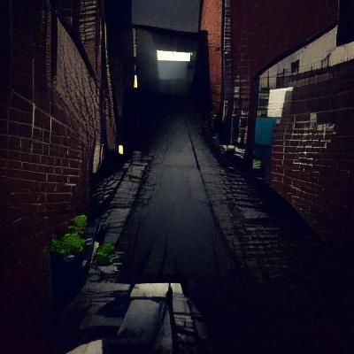 Eerie Dark Alleyway at Night