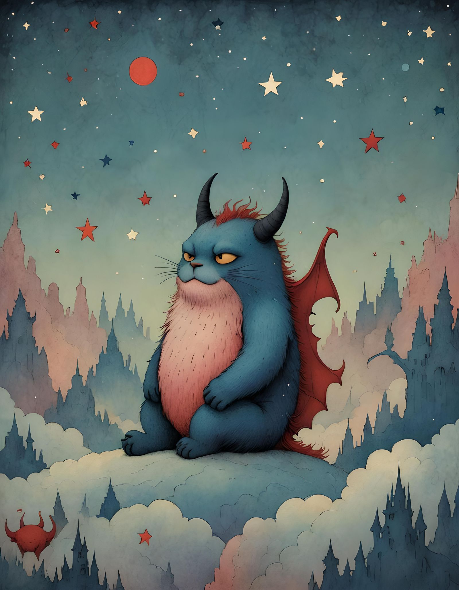 Fluffy Devil's Dream in a Starry Sky