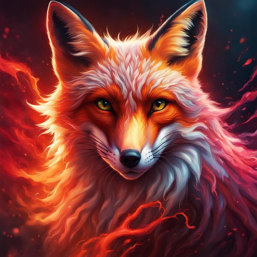 Fox in Crimson Flare Dark Magic Splash Art