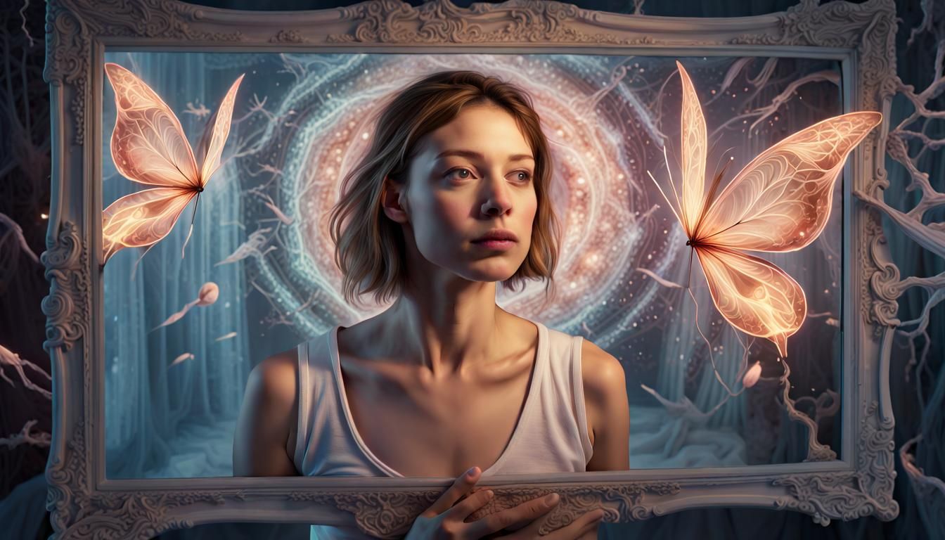 Magical Realism Portrait: Woman Embracing Change and Persona...