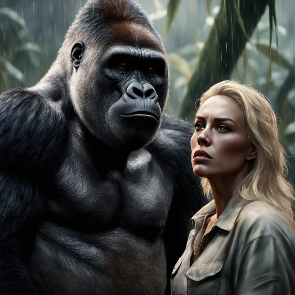 Silverback Gorilla Protects Woman in Jungle Hut