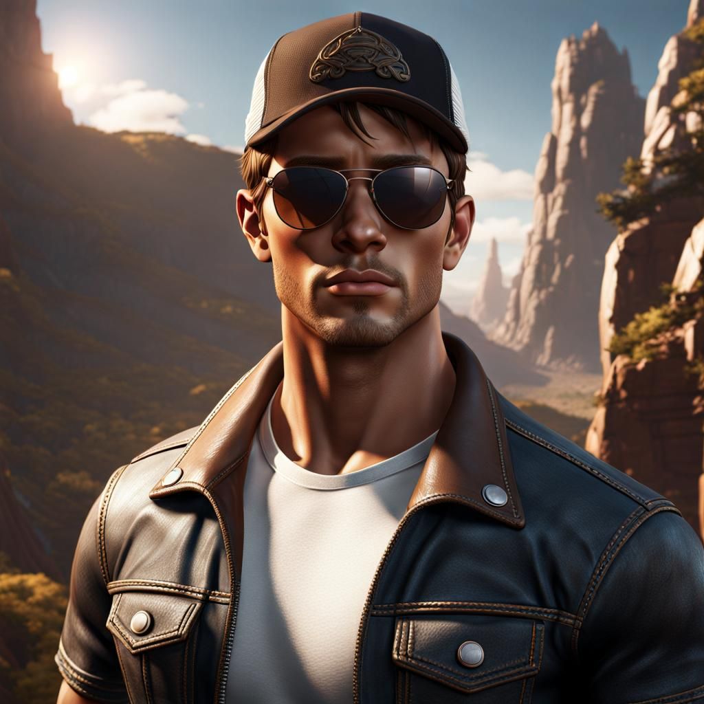 Rugged Young Man in Detailed Matte Painting