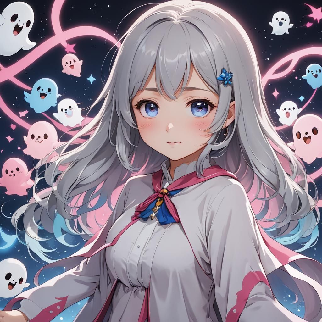 Cute Curvy Ghost in Anime Style