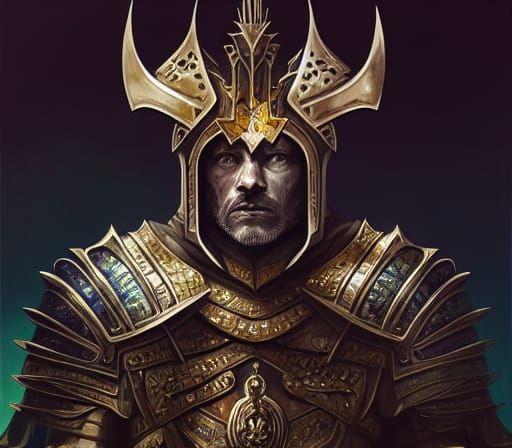 Knight in Lion Armor: Hyper-Detailed Watercolor Portrait